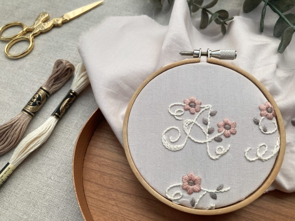 アルファベットAの刺繍